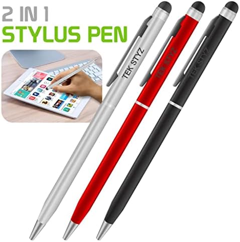 Pro Stylus Pen עבור קמפוס Celkon A518 עם דיו, דיוק גבוה, צורה רגישה במיוחד, קומפקטית למסכי מגע [3 חבילה-שחורה-אדומה-סילבר]